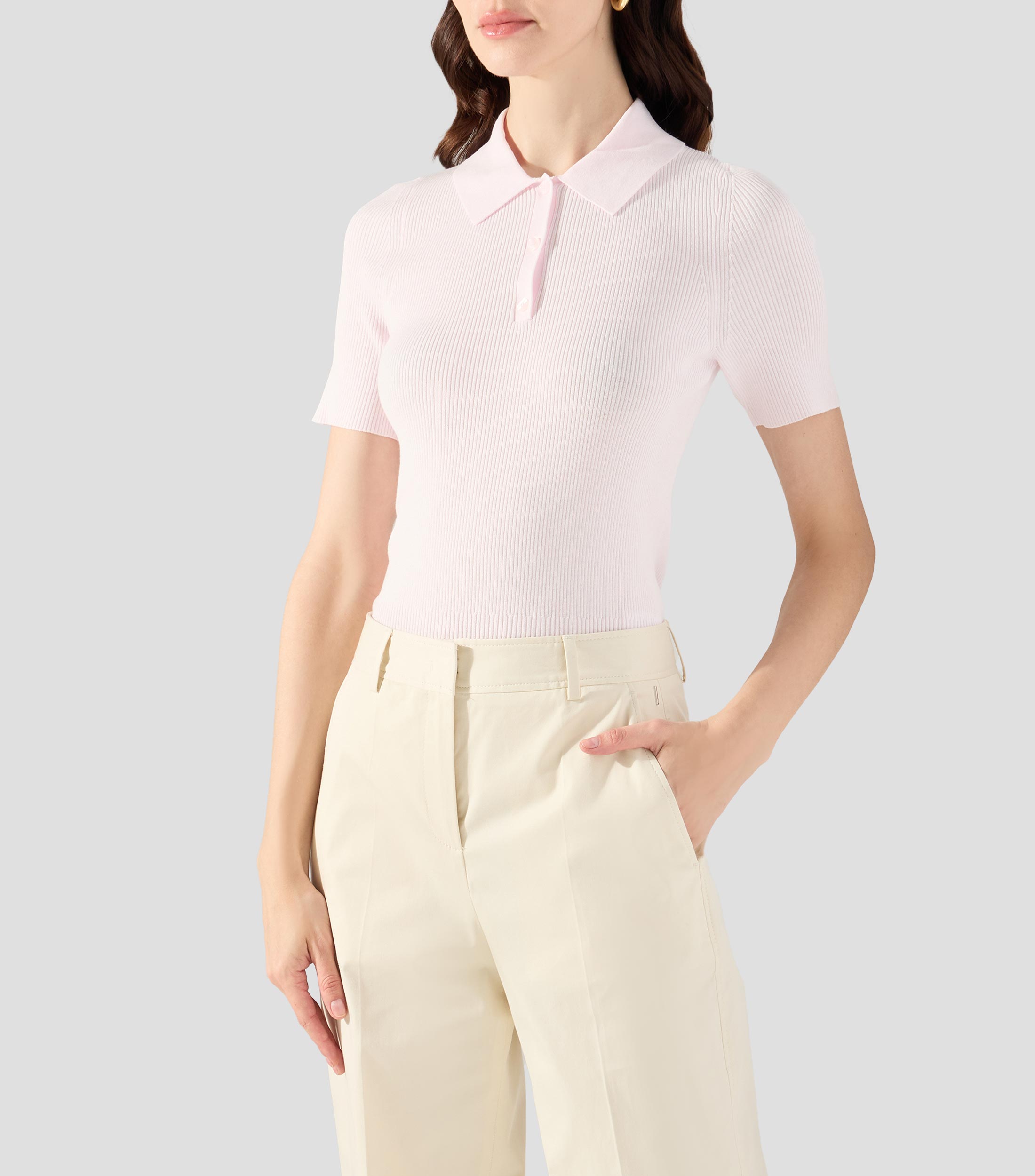 Playera tipo polo manga corta lisa Mujer